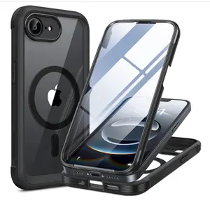 for iPhone 17e Case & iPhone 16e Case, Full-Body Phone with Built-in Glass Screen Protector, [Magnetic with MagSafe] Military Drop Proof 17 E/ 16 E Cover Bumper 6.1 inch, Black