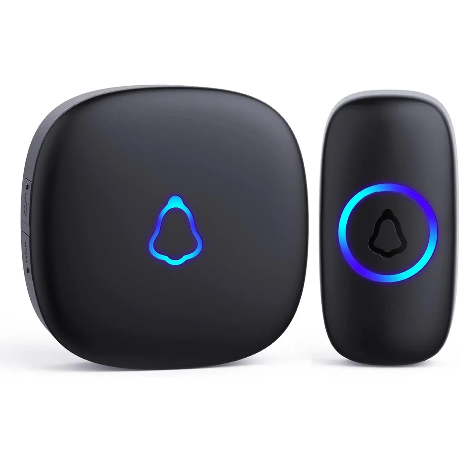 Wireless Doorbell, Easy installation, Waterproof, Adjustable Volume, 58 Chimes, Colorful LED, 1000Ft Range, M520+F55, Black