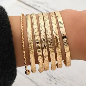 14K Gold Plated Bracelet Set for Women Elegant Stackable Multi-layer Adjustable Bracelet Gift for Women Stylish Jewelry