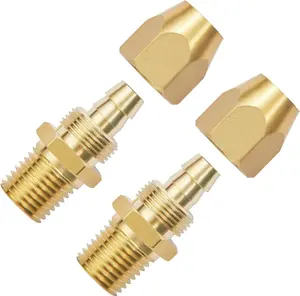2 count  Solid Brass Pneumatics  PU Hose-End Repair Fitting, 1/4" Barb For 1/4-Inch ID Polyurethane Air Hose With 1/4" NPT