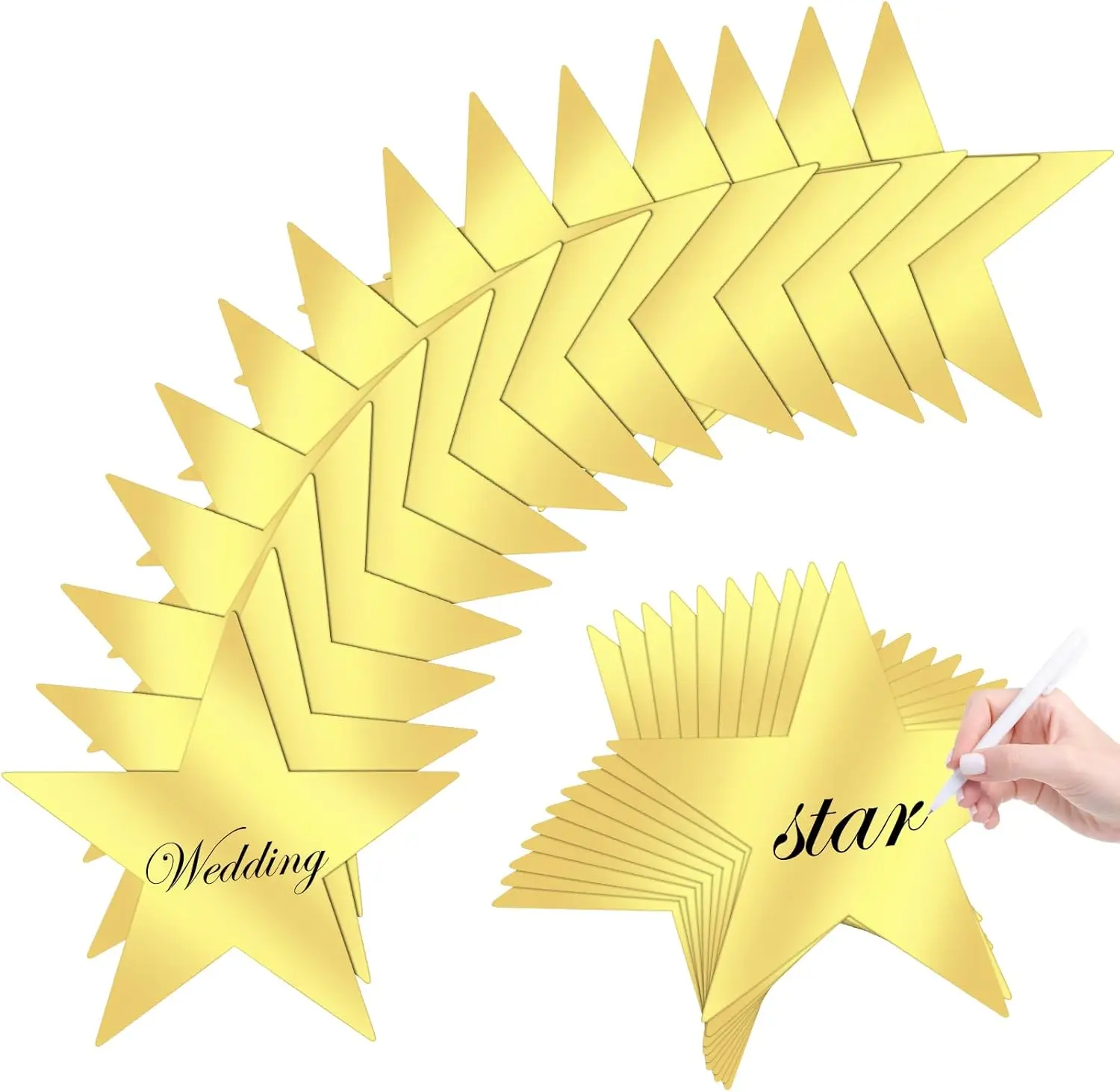 40-Piece Gold Star Cutouts, 11 in Double-Printed Large Paper Decorations for Wedding Parties & Classroom Supplies