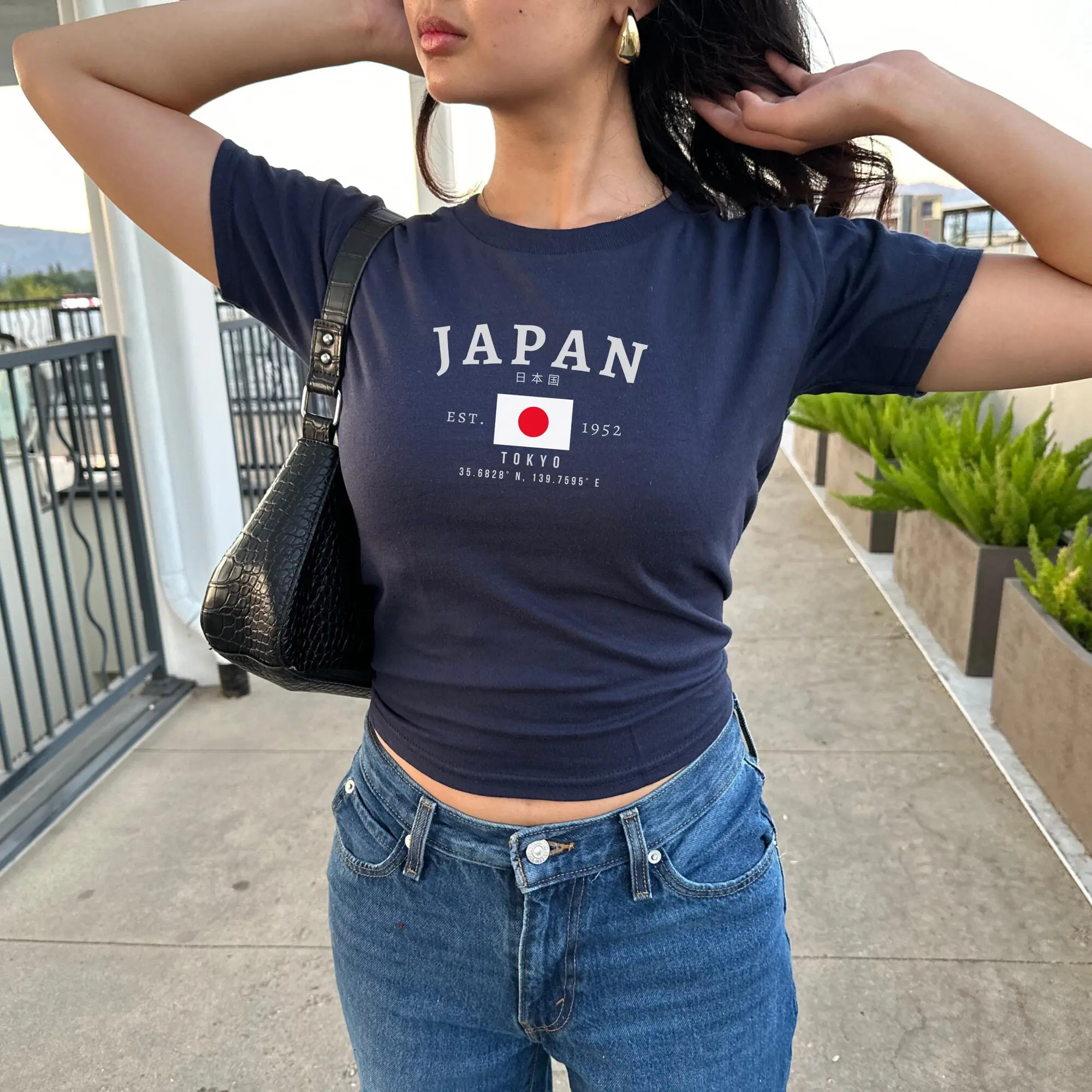 Japan Baby Tee, Nihon Y2K Baby Tee, Vintage Tokyo Flag Shirt 