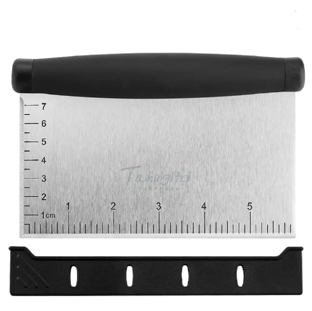 TIKA Stainless Steel Dough Bench Scraper and Griddle Chopper with Measuring Scale for Bread and Pizza Dough