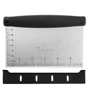 TIKA 1-Pack Stainless Steel Dough Bench Scraper-Metal Griddle Scraper Chopper-Stainless Steel Dough Cutter for Bread and Pizza Dough with Measuring Scale