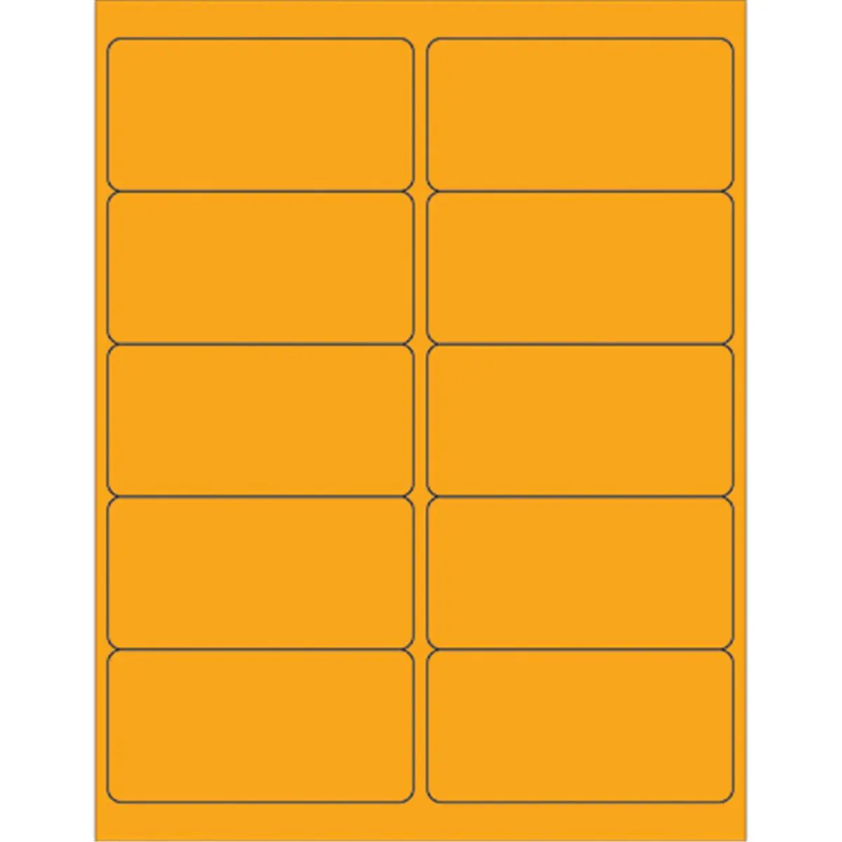 Box Partners LL178OR Self-Adhesive Rectangular Fluorescent Orange Labels - 2" H X 4" W, Permanent Glue, for Glass & Smooth Surfaces, Label Printing on Laser/Ink Jet Printers, Mailing Use, Pack of 1000