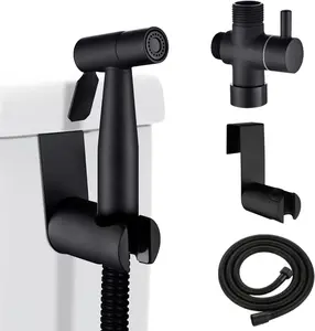 Handheld Bidet Sprayer for Toilet, Stainless Steel Handheld Sprayer Kit with Bidet Hose for Feminine Wash, Bidet Attachment for Toilet - Adjustable Water  Control & Easy to Install (Black)