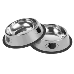 Non-Slip Stainless Steel Cat Bowls – Thickened 7oz Small Pet Dishes with Removable Rubber Base| Durable, Easy-Clean Food & Water Bowls for Indoor Cats
