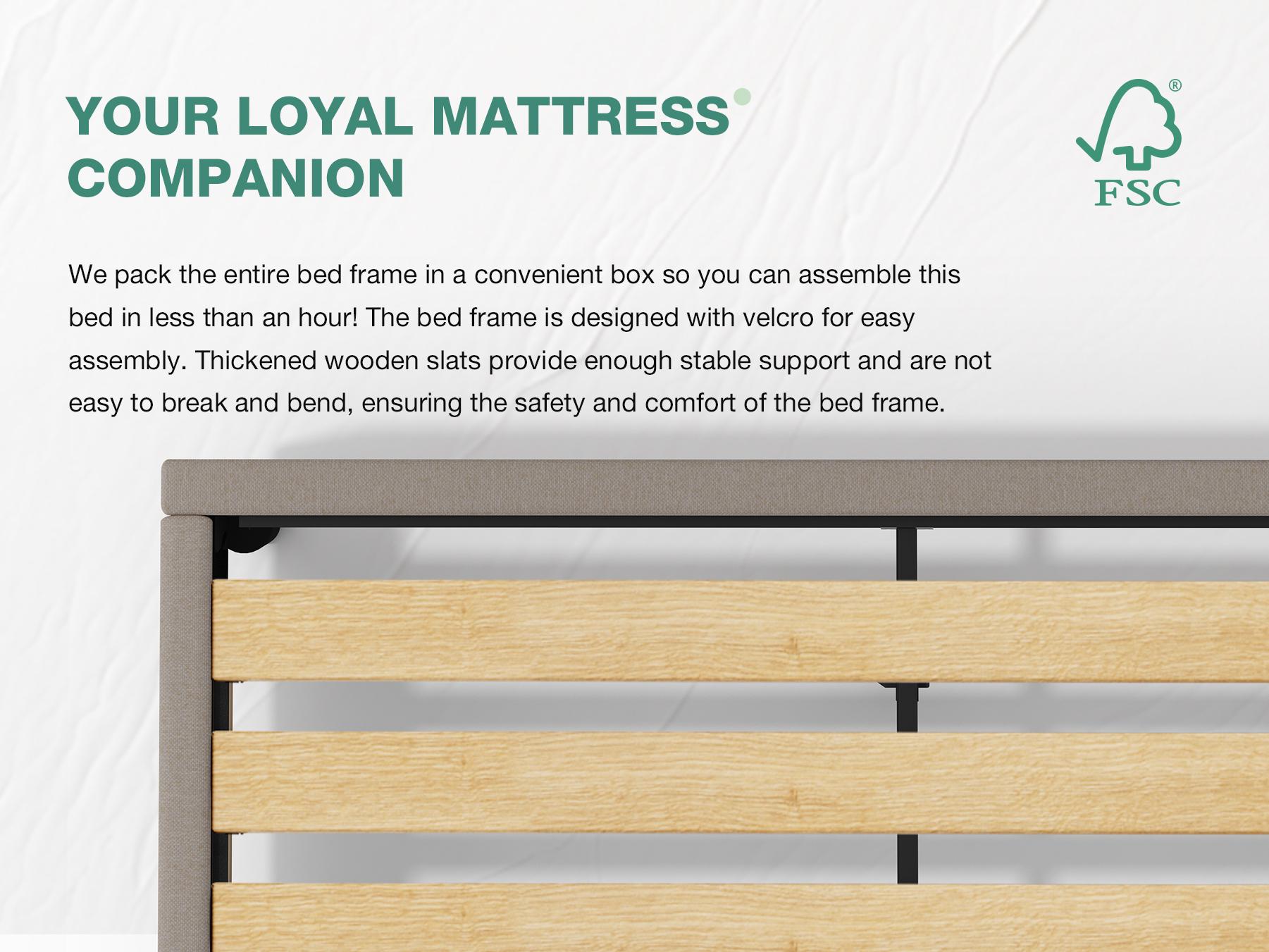 【Year-End Sale】Bed Frame Upholstered Platform Full/Queen/King Bed Frame with Adjustable Headboard, Strong Weight Capacity, No Box Spring Needed, Easy Assembly