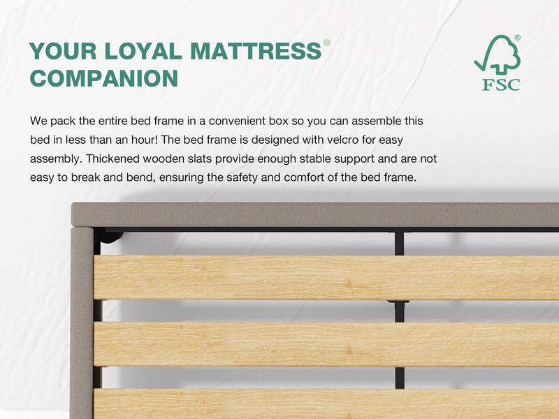 Bed Frame Upholstered Platform Full/Queen/King Bed Frame with Adjustable Headboard, Strong Weight Capacity, No Box Spring Needed, Easy Assembly