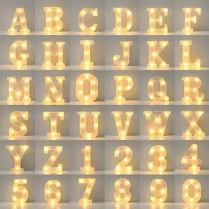 6.3IN Decorative Led Light Up Number Letters, White Plastic Marquee Number Lights Sign Party Wedding Decor Battery Operated Number