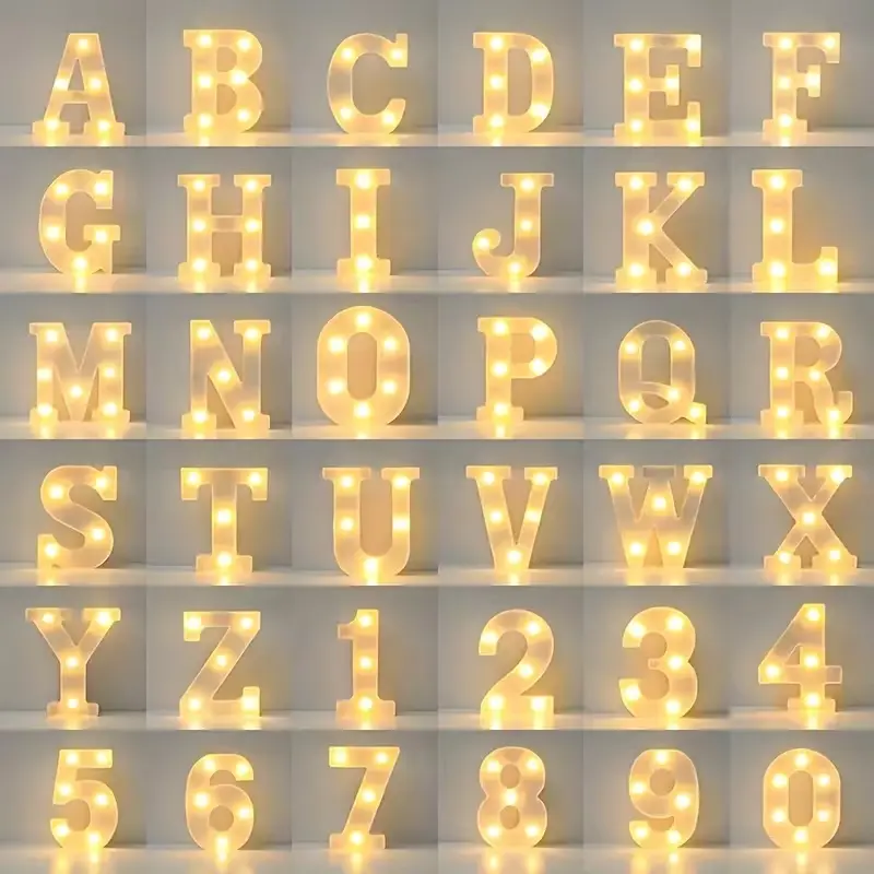 6.3IN Decorative Led Light Up Number Letters, White Plastic Marquee Number Lights Sign Party Wedding Decor Battery Operated Number