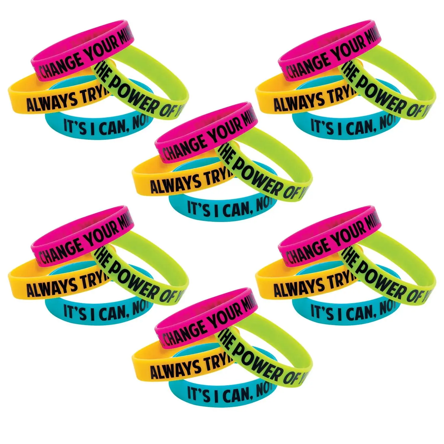 Bulk 72 Pc. I Have A Growth Mindset Motivational Bracelets