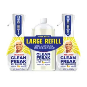 Mr.clean clean freak deep cleaning mist multi -surface spray with febreze lemon zest scent starter kit and refill bundle pack