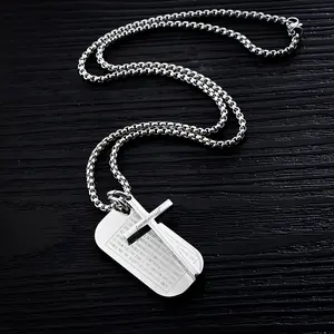 1pc Stainless Steel Verse Prayer Necklace, Ideal For Daily Wear