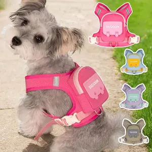 New Adjustable Dog Cat Harness and Leash Set, Reflective Pet Vest with Backpack, Comfortable Walking Harness