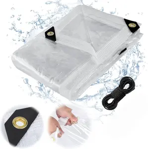Upgraded Large 10x13 FT Winterproof Clear Tarp Essential for American Residential Outdoor Transparent Waterproof Reusable PE Tarpaulin for Outdoor Plant Garden Chicken Coop Patio Winter Essentials Christmas gifts for family porch chicken coop