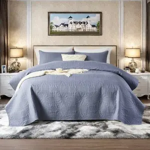 3pcs Bedspread - Soft Lightweight Microfiber Bedspread Suitable for All-Season Bed Quilt, Modern Coin Pattern Coverlet with 2 Pillow Shams, Bedspread for Single/Double/ Beds