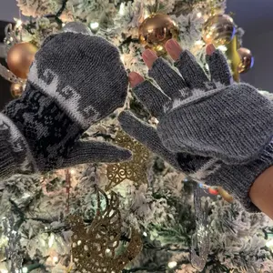 Soft Warm Mittens Fingerless for Women and Men Half Finger Gloves Size SM Stacking Alpaca Acrylic Blend Convertible Design Stylish Fit Classic Neutral Toned Perfect Gift