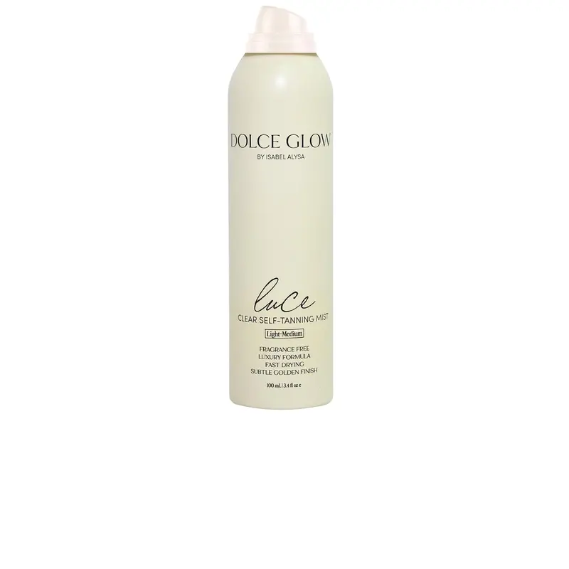 Dolce Glow Travel Luce Self-Tanning Mist - Light-to-Medium Vegan Body Care Mist with Green Tea, Hyaluronic, Moisturizing, Nourishing Bronze Oil Formula