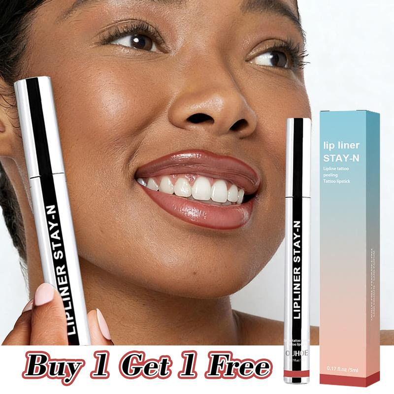 Buy 1 Get 1 Free Wine Red Peel-Off Lip Liner Pencil Plumps Lip Lines Enhances Lip Color Long-Lasting Transfer-Proof Waterproof Lip Makeup Set