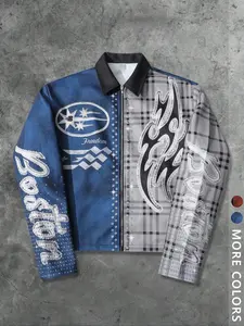 Men's Streetwear Colorblock Patchwork Shirt, Fall & Winter Trendy Fashion, Hip Hop Rap Y2K Style, Casual Fit, Perfect Gift