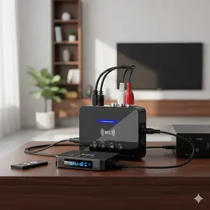 3-in-1 Wireless Audio Adapter, Bluetooth Transmitter & Receiver for TV, Car, Home Stereo, HiFi Music Streaming to Speakers & Headphones.