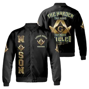 Customize Name Lodge Name Fremasonry Masonic PHA Unisex Bomber Jacket S-5XL