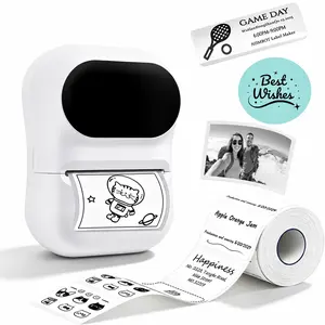 ZRZTM P5 Mini Sticker Printer, Bluetooth Thermal Pocket Printer, Inkless Portable Label Maker with 1 Roll Paper, 203 DPI USB-C Rechargeable Printer for Study Notes, Photos, Memos, Journals, Home Office, Small Business & Gifts