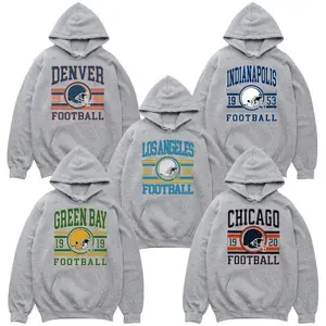 Full 32 Team Football Hoodie – Vintage All Teams Pullover, Retro Game Day Hoodie, Sport Grey Unisex Casual Outfit, Classic Fall Sportswear - CY