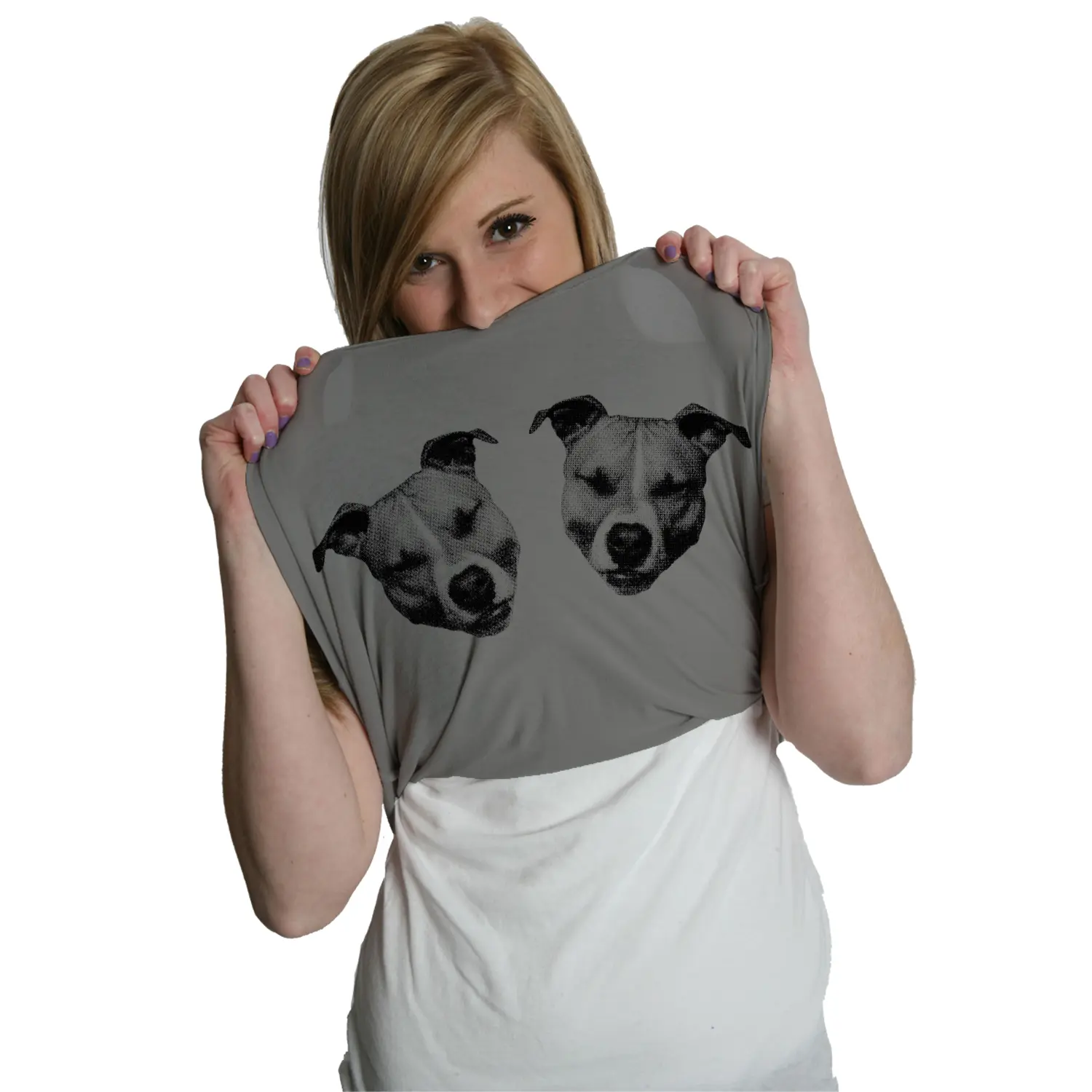 Womens Ask Me About My Pitties T Shirt Funny Flip Up Dog Pitbull Tee Funny Womens T Shirts Cute Vintage Fashion Casual Ladies T-Shirt Gift Flip Tops for Women Funny Dog Top Women's Novelty Tees Light Grey