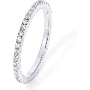 Gold Plated Solid Silver CZ Simulated Diamond Stackable Ring Eternity Bands for Women