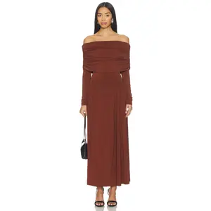 WeWoreWhat Off Shoulder Ruched Midi Dress in Burgundy