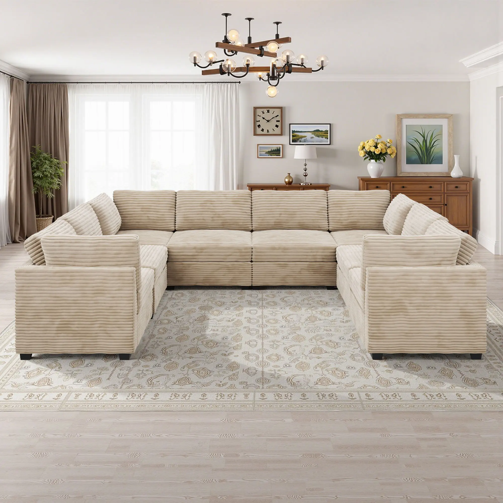 Beige, 8 Seats, U-Shaped