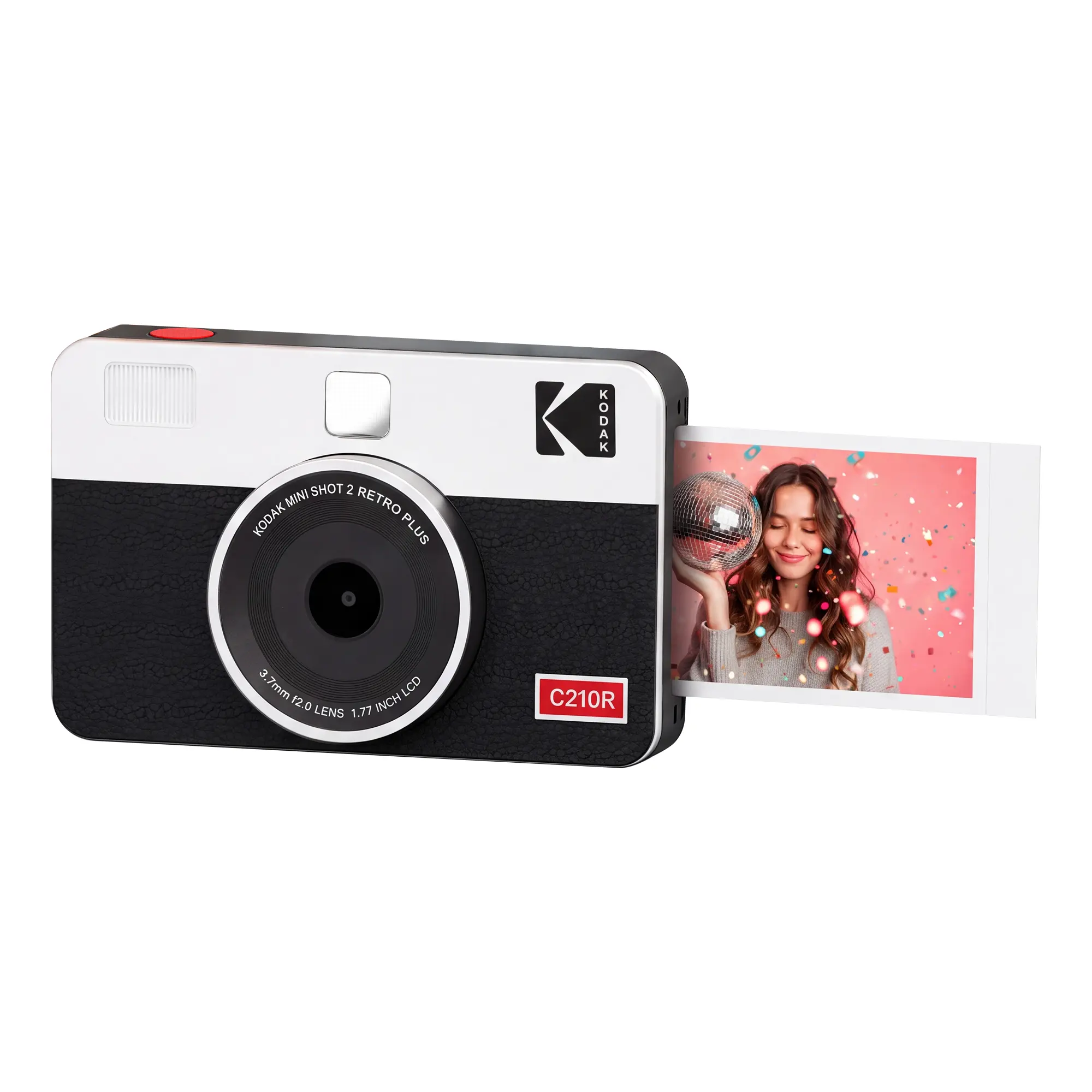 Kodak Mini Shot 2 Retro 4PASS 2-in-1 Instant Digital Camera and Photo Printer (2.1x3.4 inches) + 8 Sheets, White