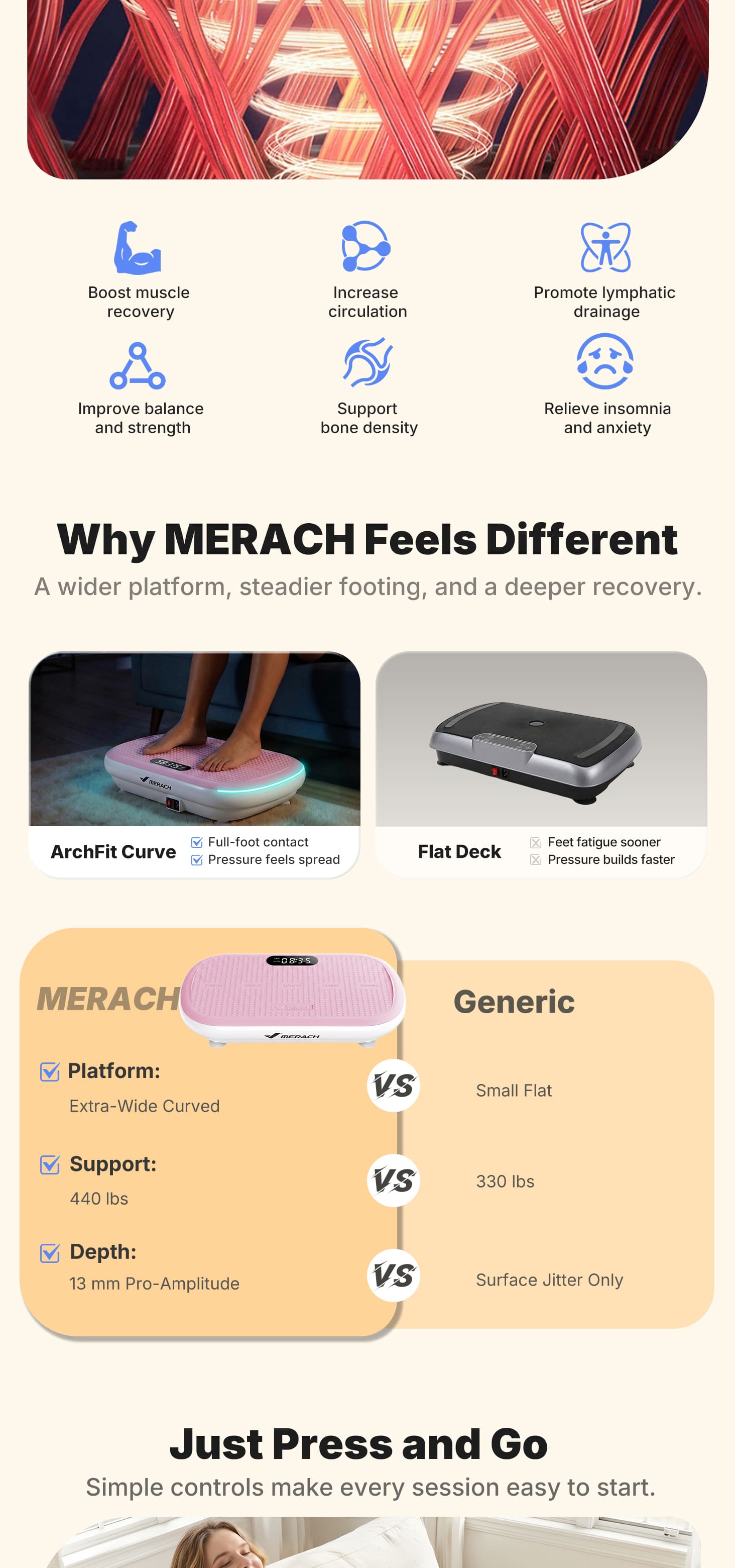 Merach High-Power Vibration Plate Exercise Machine,440lbs Weight Capacity, Bluetooth Remote Control, 4 Workout Modes for Home Gym Fitness Equipment Summervibes Merach High-Power Vibration Plate Exercise Machine,440lbs Weight Capacity, Bluetooth Remote Control, 4 Workout Modes for Home Gym Fitness Equipment Summervibes