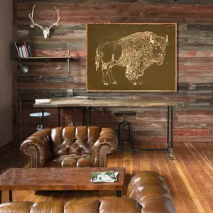 Carved Buffalo Framed Wall Art