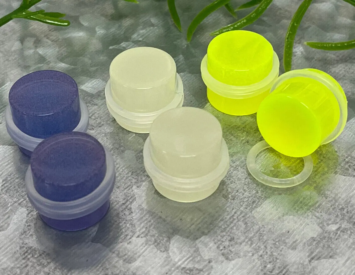 3 pair set Glow-in-the-Dark Plugs Gauges Tunnels Earlet Acrylic includes o-rings