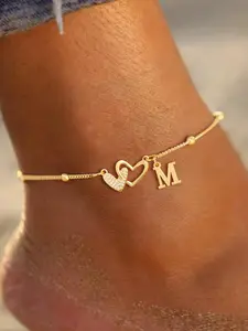 Women's Ankle Chain, Fashion Stainless Steel, Heart Initial Letter Design, Casual All-Season Jewelry, Anklet Jewelry, Plated Precious Metal