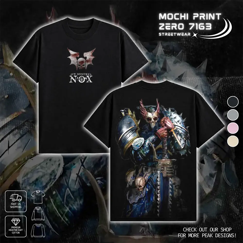 Night Lords Warhammer 40K Ave Dominus Nox Graphic T-shirt Chaos Space Marine Crewneck Sweatshirt Hoodie Streetwear 100% Cotton Oversized 40K Fan Gift Aesthetic Print Unisex Top Dark Grimdark Design