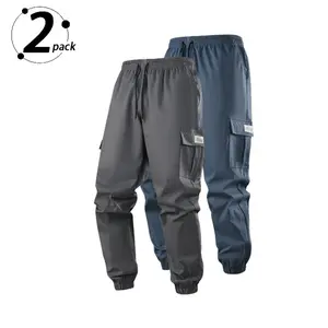 2-PACK Men’S Spring/Autumn Work Pants. Multi-Color Stylish Pockets, Non-Stretch, Fashionable Casual Straight-Leg Pants, Slim Fit,  Men’S Clothing, Solid Color,Cargo Trouser,Jobsite Work,Work Pant Men,Fashionable Trouser,Loose Fit Durable Work Short
