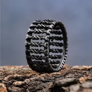 Vintage Hip-hop Stainless Steel Adjustable Initial Ring - Bone & Steel Nail Fence Geometric Cut, Dark Aesthetic, Stacking, Street Style, Men's Halloween Gift, Daily Use Accessory, Adjustable Initial Rings, Dark Aesthetic Rings