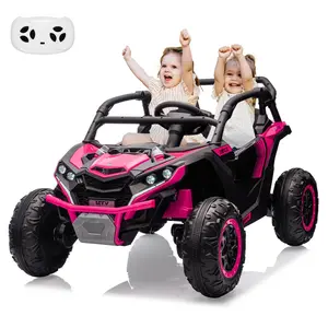 GARVEE 24V 4WD Electric 2 Seater Ride On Car with Remote Control, Battery Powered Off-Road UTV Toy Featuring LED Lights and Music, Suitable for Ages 3 and Up, Rose Color
