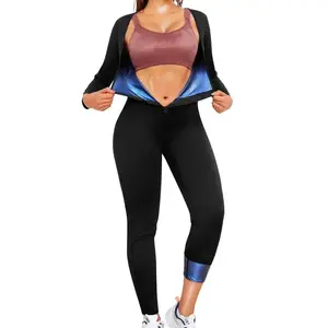 Women's Solid Zip Up Sauna Sports Jumpsuit, Sporty Long Sleeve Square Neck Jumpsuit for Yoga Gym Workout, Ladies Sportswear for All Seasons