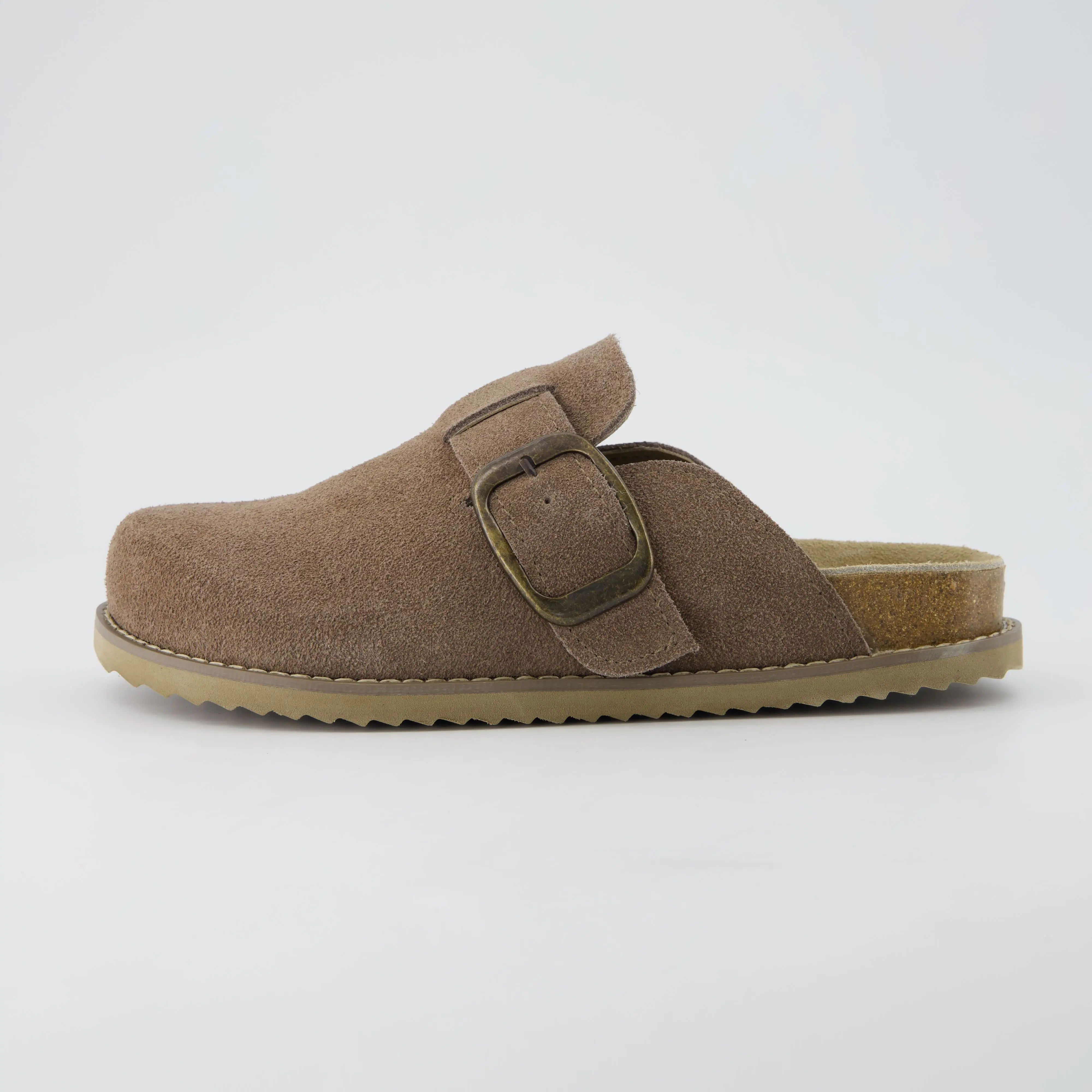 Cushionaire Blain Suede Clogs For Women | Genuine Leather Slip On Clogs With Oversized Buckle | Classic Closed Toe Mule Design For Everyday Casual Wear