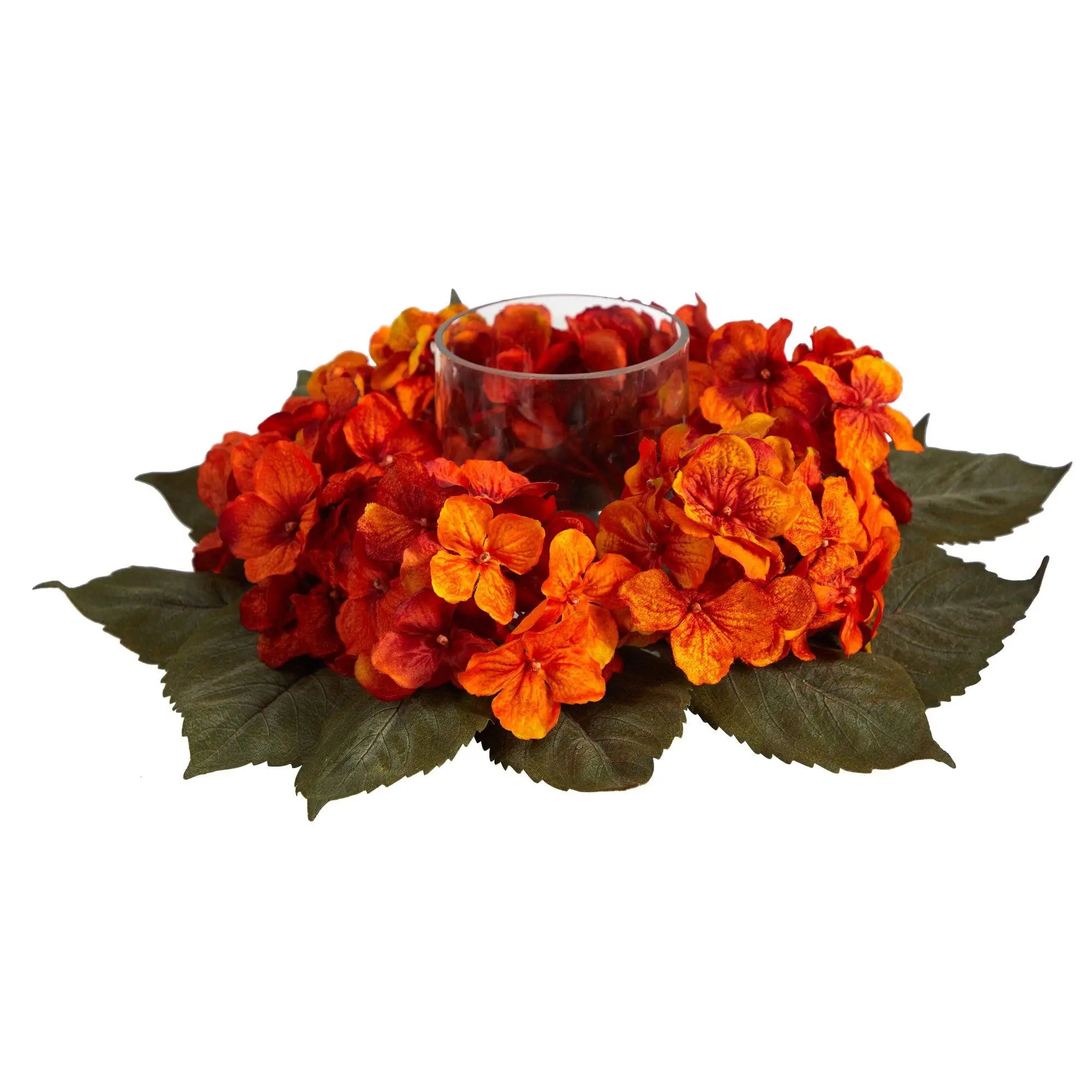 14” Artificial Autumn Hydrangea Candelabrum Arrangement - Artificial Flowers Centerpiece, Floral Decor for Home Tables, Great Gift Home Supply
