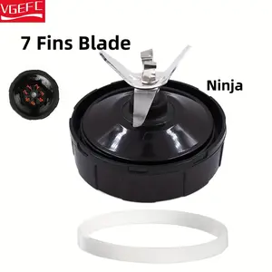 2pcs 7 Fin Gear Replacement Blender Blade With 1pc Gasker Seal Fits Ninja BN751 BN801 BL450-30 BL456-30 BL454-30 Auto IQ Pro BL685 BL482-30 BL491 BL682-30 BL64232oz 24 Oz 18 Oz Cup Nutrition Blender Accessories
