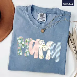 Comfort Colors Floral Preppy Mama Mom TShirt, Cute Floral Bow Preppy Mom Tee, Trendy Motherhood Shirt, Gift for Mom