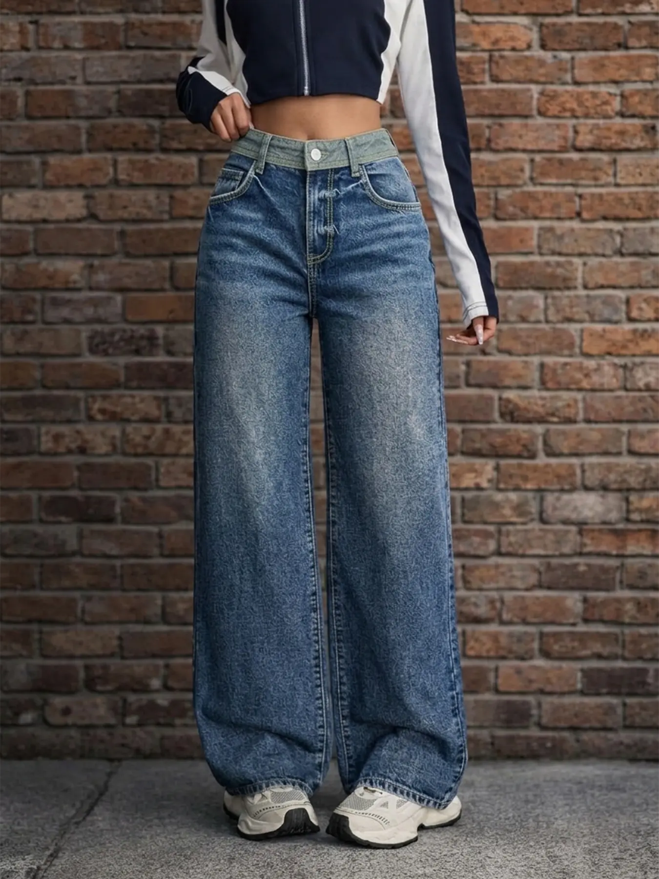 Women's High-Rise Flare Jeans, Stretchy Wide-Leg Baggy Denim Pants