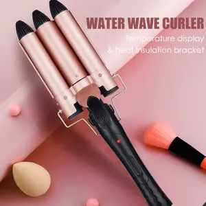 3 Barrel Hair Waver with LCD Temperature Display & Heat Insulation Stand