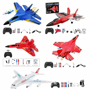 2.4 GHz 2-Channel RC Glider Plane with Automatic Balance Gyro Remote Control Jet Aircraft for Beginner Kids Electric RC Toy Airplane with LED Light Bar and 250mAh Batteries